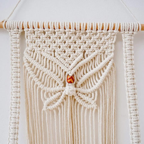 Handmade Butterfly Macrame Hanging with Plant Shelf