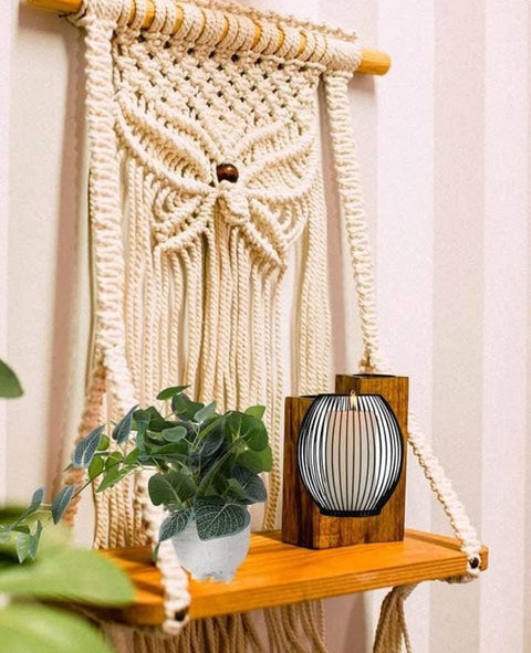 Handmade Butterfly Macrame Hanging with Plant Shelf