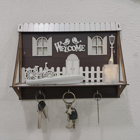 Charming Bicycle Key Holder with Storage Shelf