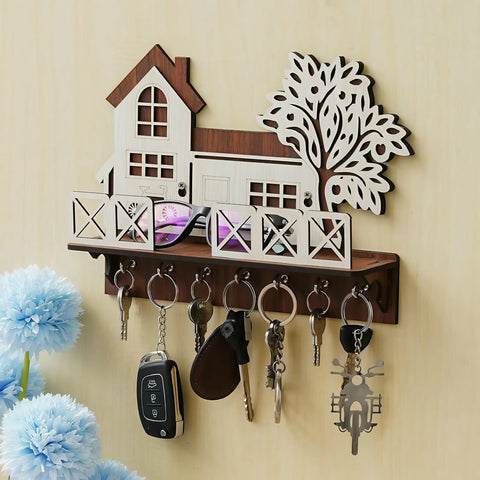 Rustic Farmhouse Key Holder with Shelf