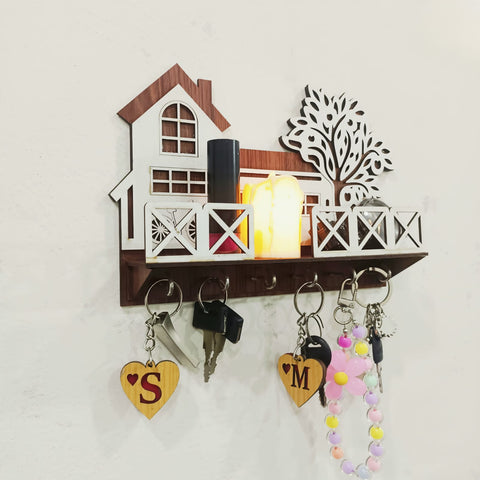 Rustic Farmhouse Key Holder with Shelf
